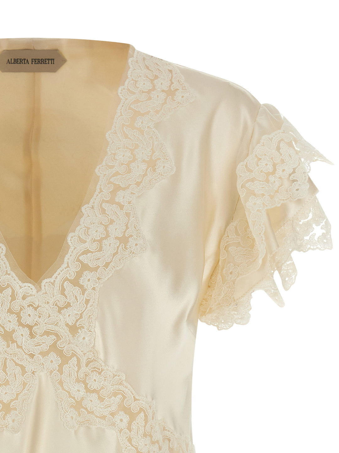 Alberta Ferretti Satin And Lace Top Tops - Beige | 7489d38637aa721438c7a0f058cbeafee1bfd91a