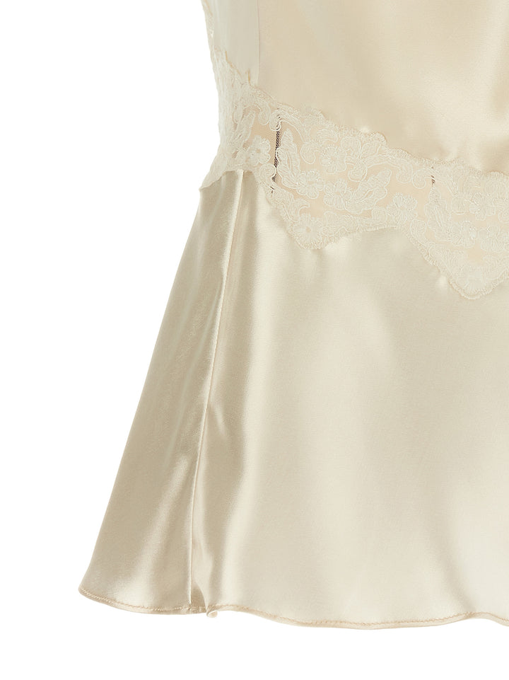 Alberta Ferretti Satin And Lace Top Tops - Beige | 1381411b24b3522f4503bcdc8cff149aa79cced5