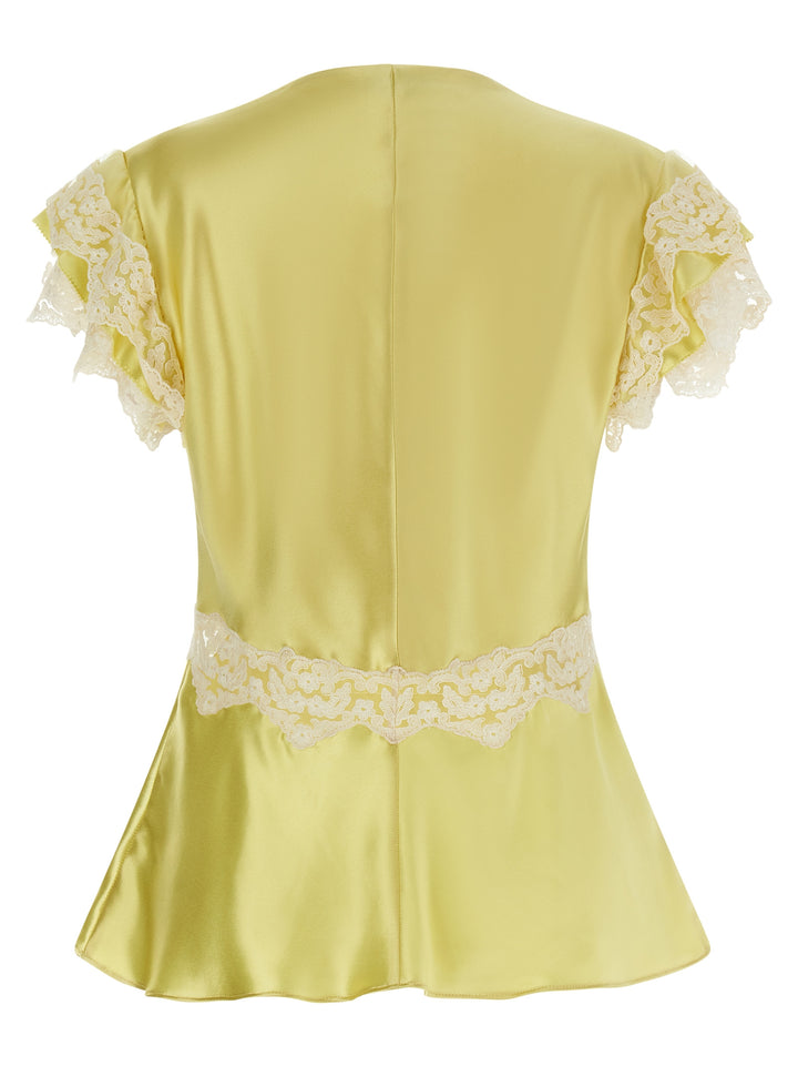 Alberta Ferretti Satin And Lace Top Tops - Yellow | 2e45ca82284974db927c26de55c3f790b25be164