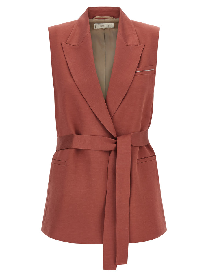 Peserico Linen Viscose Vest Gilet - Red | 5592f2e1d9a0434c3991a5a216b09c0424bb46a2