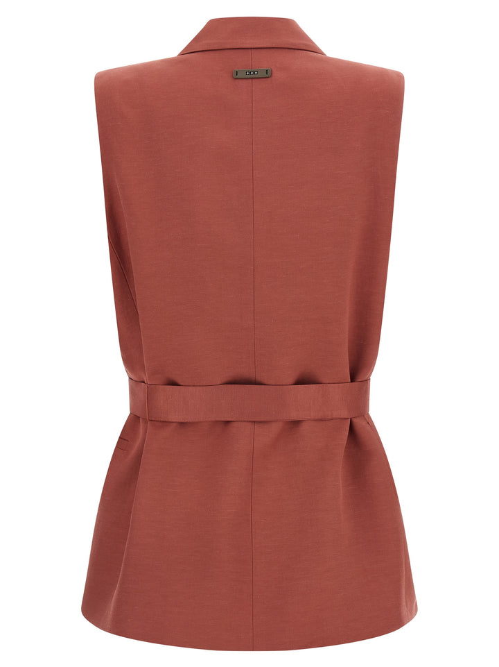Peserico Linen Viscose Vest Gilet - Red | e713177ac41928602946e63867316f4ed88798da