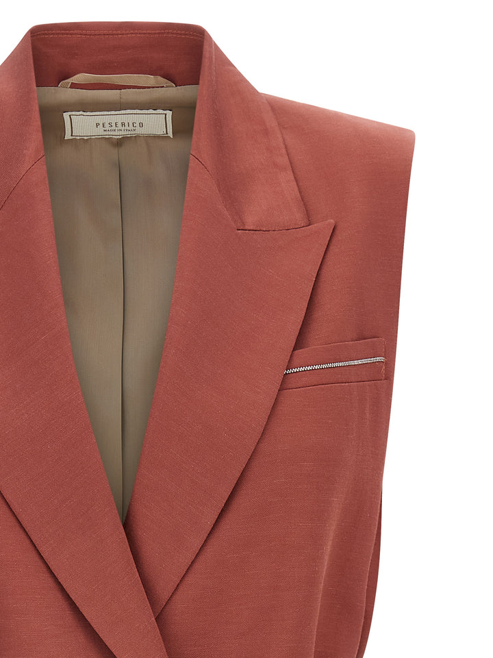 Peserico Linen Viscose Vest Gilet - Red | 6aad63fb345f1ddb0c0c9420623b5158ae8c08b4
