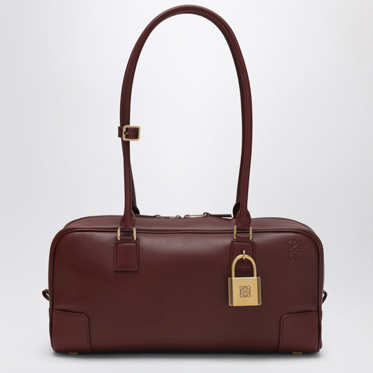 Amazona 31 Cropped Bag In Shiny Mahogany Brown Leather
