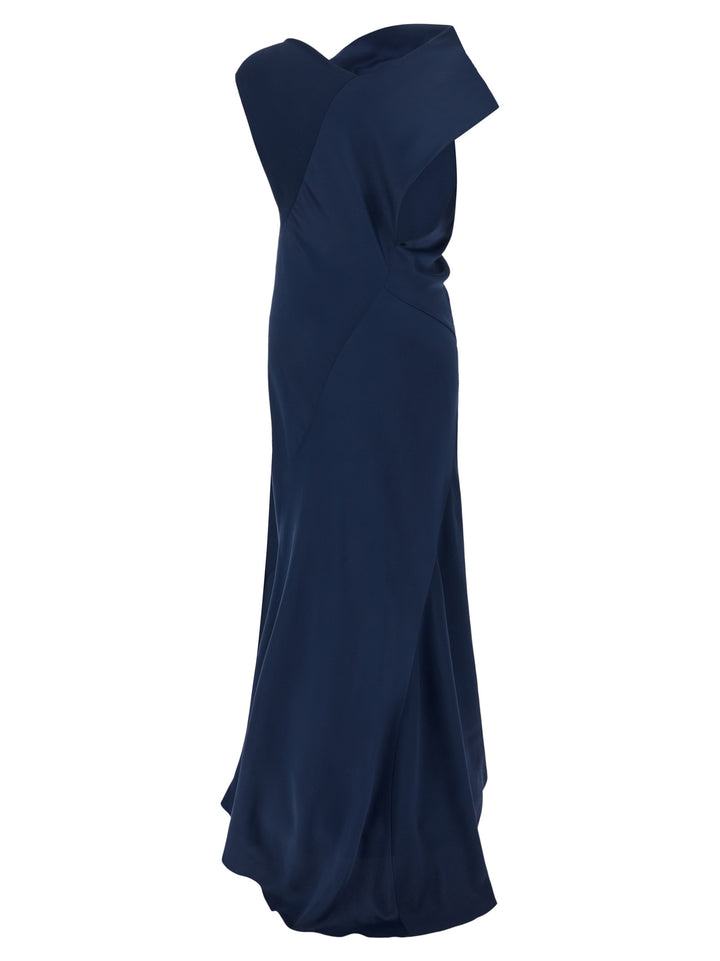 Alberta Ferretti Draped Asymmetrical Dress Dresses - Blue | 8e8b576d20486bf85093d1f958f0cfd867ee7f65