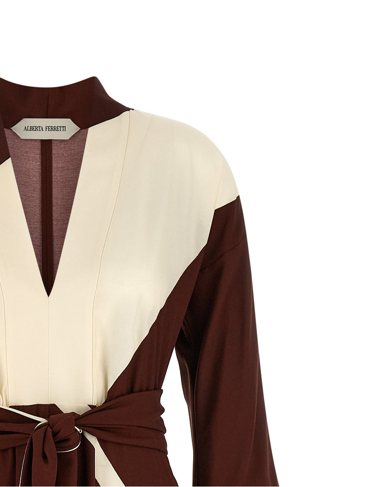 Alberta Ferretti Printed Dress Dresses - Bordeaux | de285af277afd133f0178ffec45efd7d3555b53a