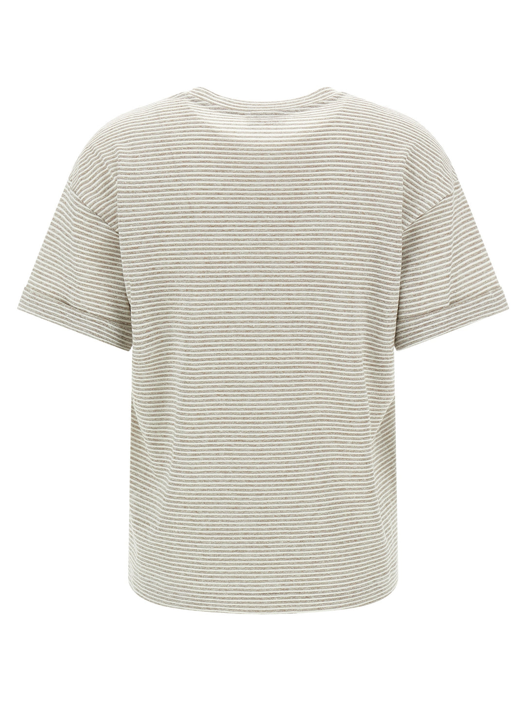 Peserico Lamé Stripes T-shirt - Beige | 7897bdcf38084868959fece6f7d5e667f48d6a8c