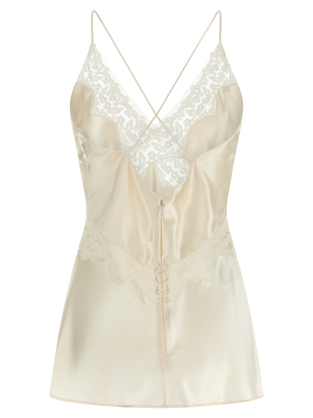 Alberta Ferretti Satin And Lace Top Tops - Beige | ba7adb66a5ddd8bfcd5c1637e8edbbd3eb4d3a57