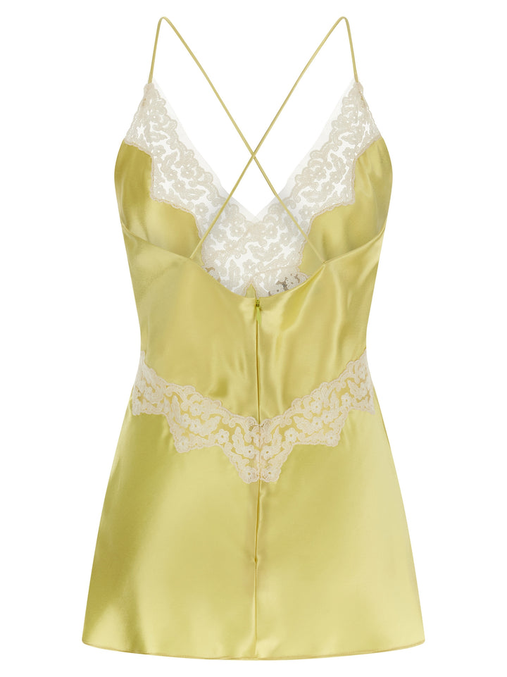 Alberta Ferretti Satin And Lace Top Tops - Yellow | cf575b8e60ee8ffa91b3c798e5a69d28c7a0f9c6