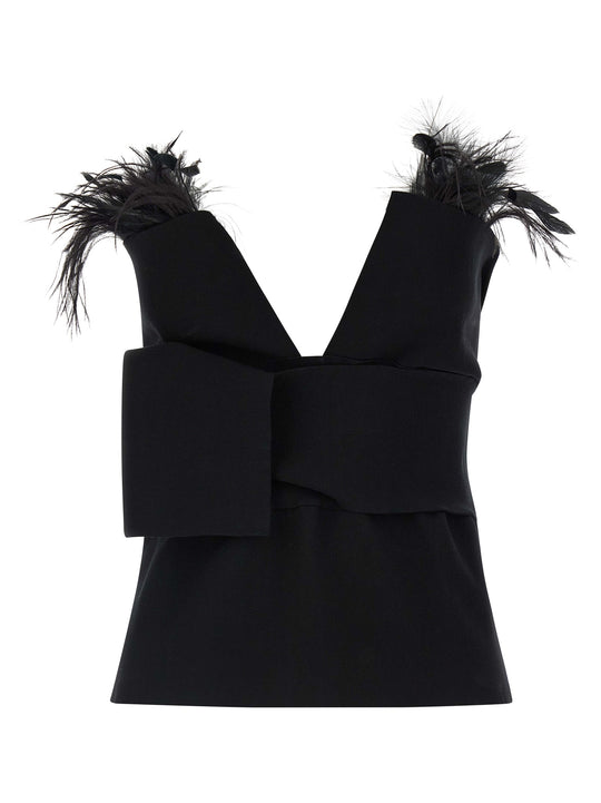 Feather Top Tops Black