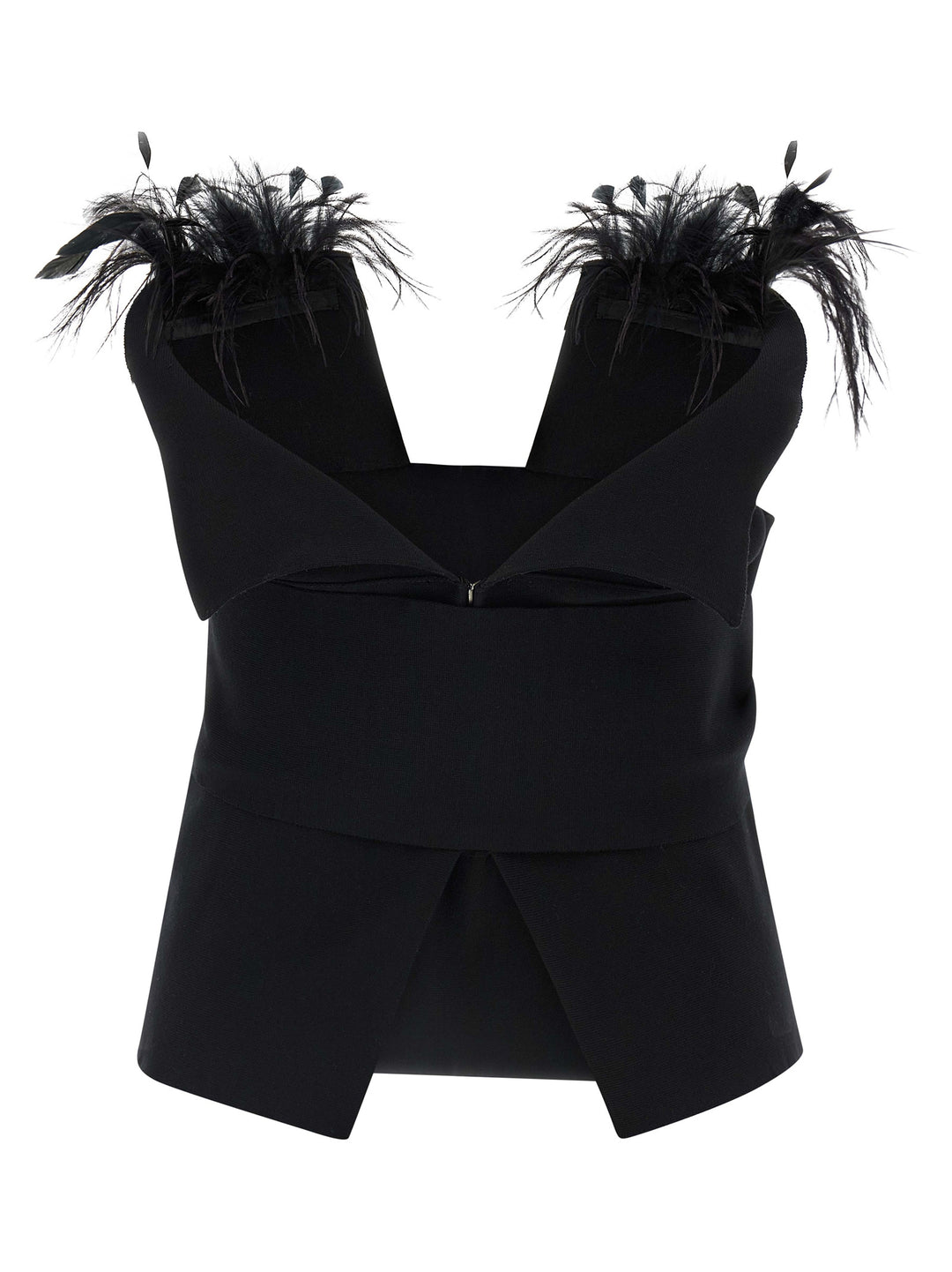 Alberta Ferretti Feather Top Tops - Black | 597bd035ace158b3e0f8808e4ae922bc3048a7b0
