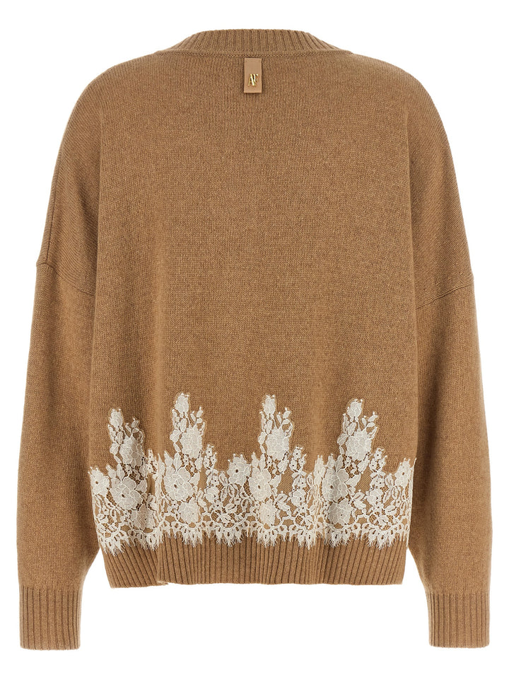 Alberta Ferretti Lace Insert Cardigan Sweaters and Cardigans - Brown | 5a2879c5d3a27de51f60d16fe7d2bbe75e825c14