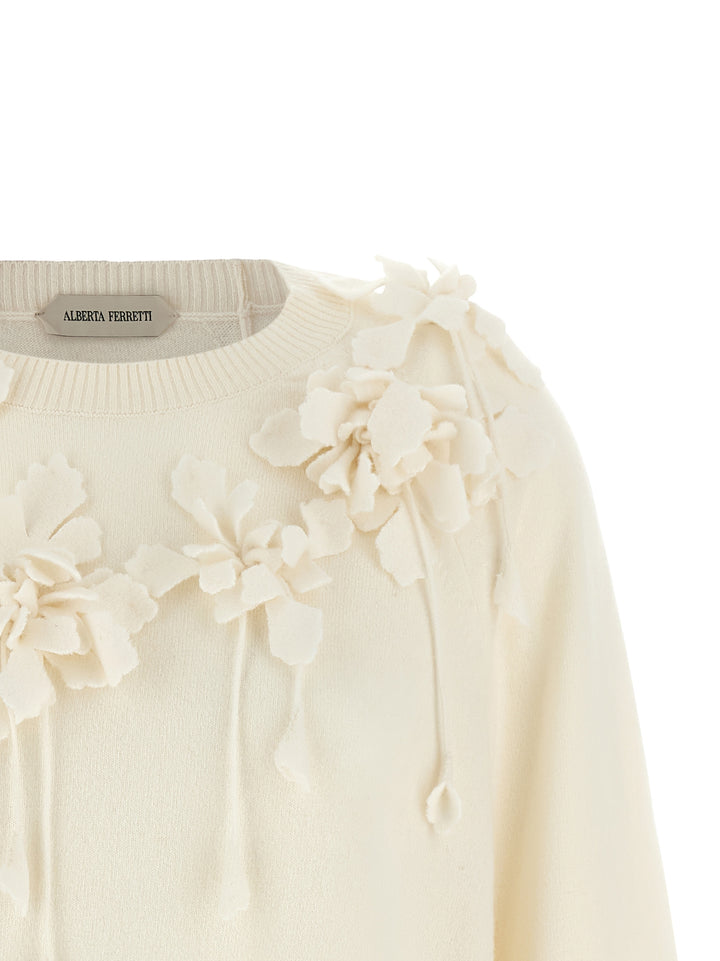 Alberta Ferretti Embroidered Flower Sweater Sweaters and Cardigans - White | 45d704abd98dc857b6e2c205d8dab5f20696f449