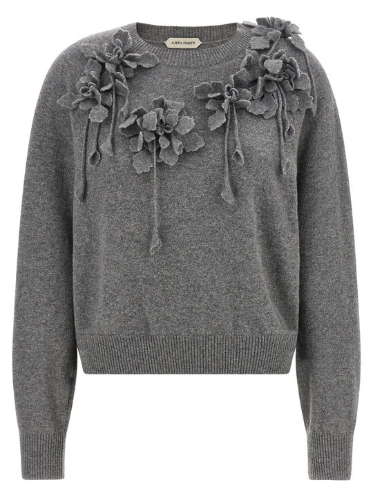 Embroidered Flower Sweater Sweaters And Cardigans Gray