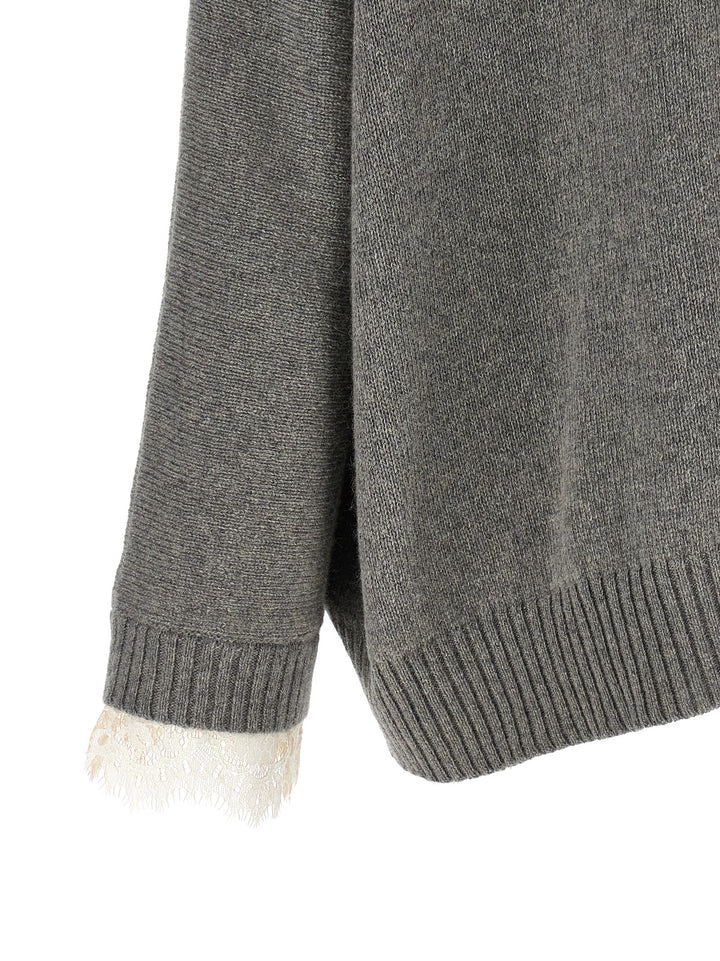 Alberta Ferretti Central Stitching Sweater Sweaters and Cardigans - Gray | 2e76efa01fa409d98d1d6ba536ac2c77c59a83a9