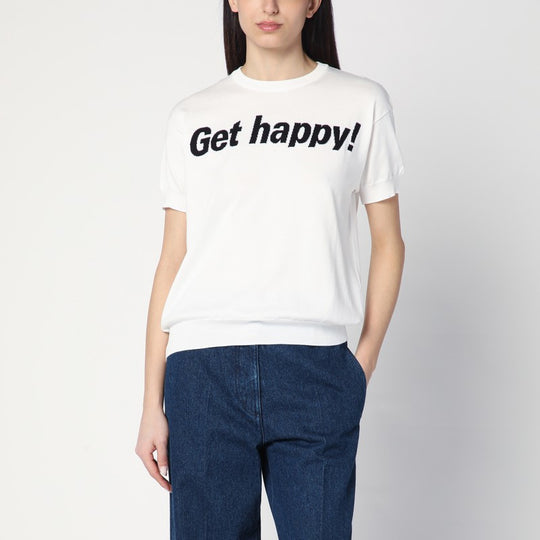 Get Happy White Cotton Sweater