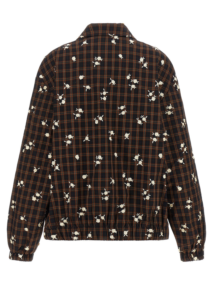 Ganni Check Flower Puffer Jackets - Brown | 0bbb777786d0d96f6e7f62598a8a43990201b6c8