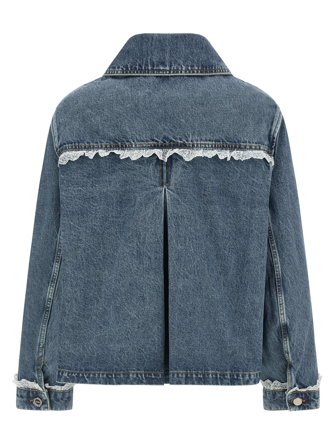 Ganni Denim And Lace Jacket Puffer Jackets - Blue | c76ba1fa8426c1e9c9fcb13a9aaace2028301a41