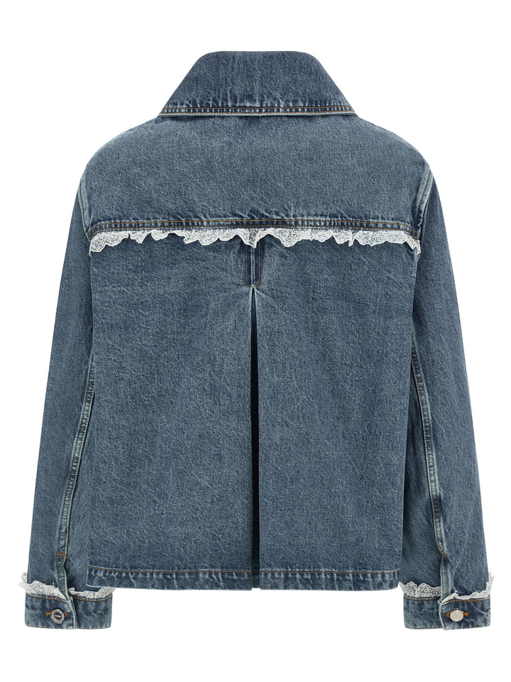 Ganni Denim And Lace Jacket Puffer Jackets - Blue | c76ba1fa8426c1e9c9fcb13a9aaace2028301a41