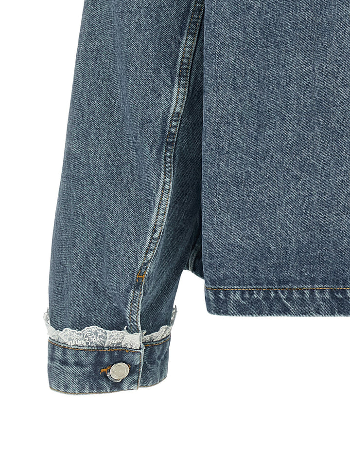 Ganni Denim And Lace Jacket Puffer Jackets - Blue | 8ea4baa66b49e386382441b3547fceb0583e7a8d