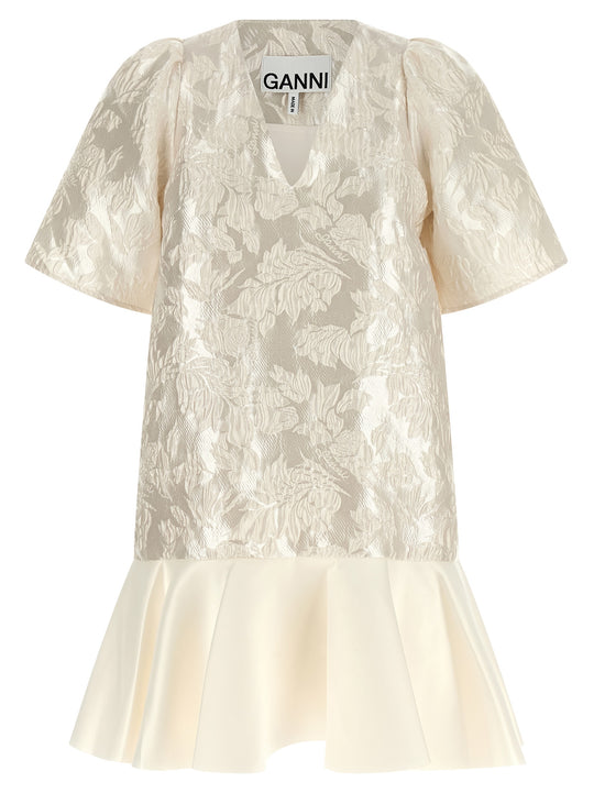 Satin Cloque Dresses White