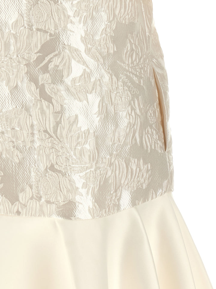 Ganni Satin Cloque Dresses - White | 240a5cebf75058d95abc46bcfec956ce3fcad848