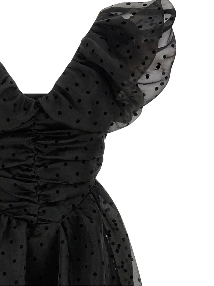 Ganni Black Organza Ruched Dresses - Black | 829ed21f2284f5031f52f84e18022339213d4c6c