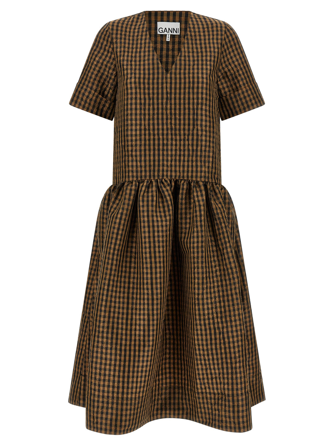 Ganni Taffetà Crinckled Dresses - Brown | a4dd729432637972c1256acba55a577fcae91028