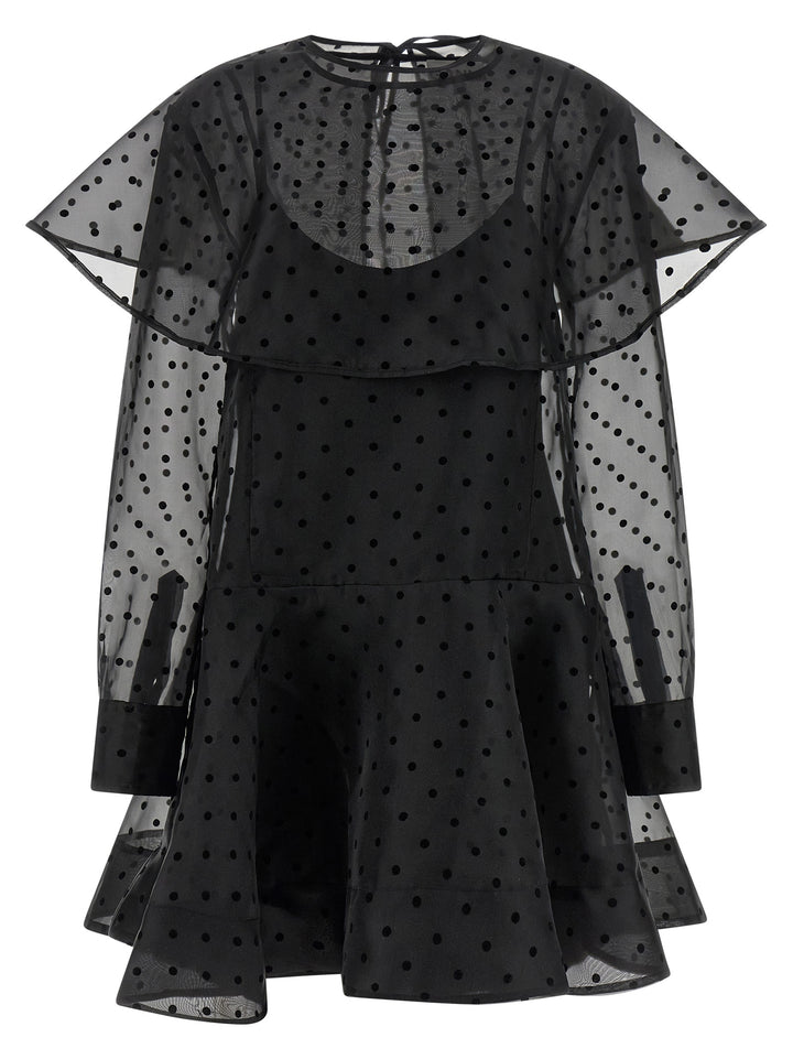 Ganni Black Organza Circle Collar Dresses - Black | 197eb61c5f6b7542a84dd241969c4985b565254c