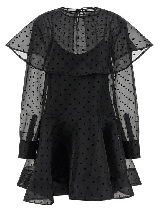 Black Organza Circle Collar Dresses Black