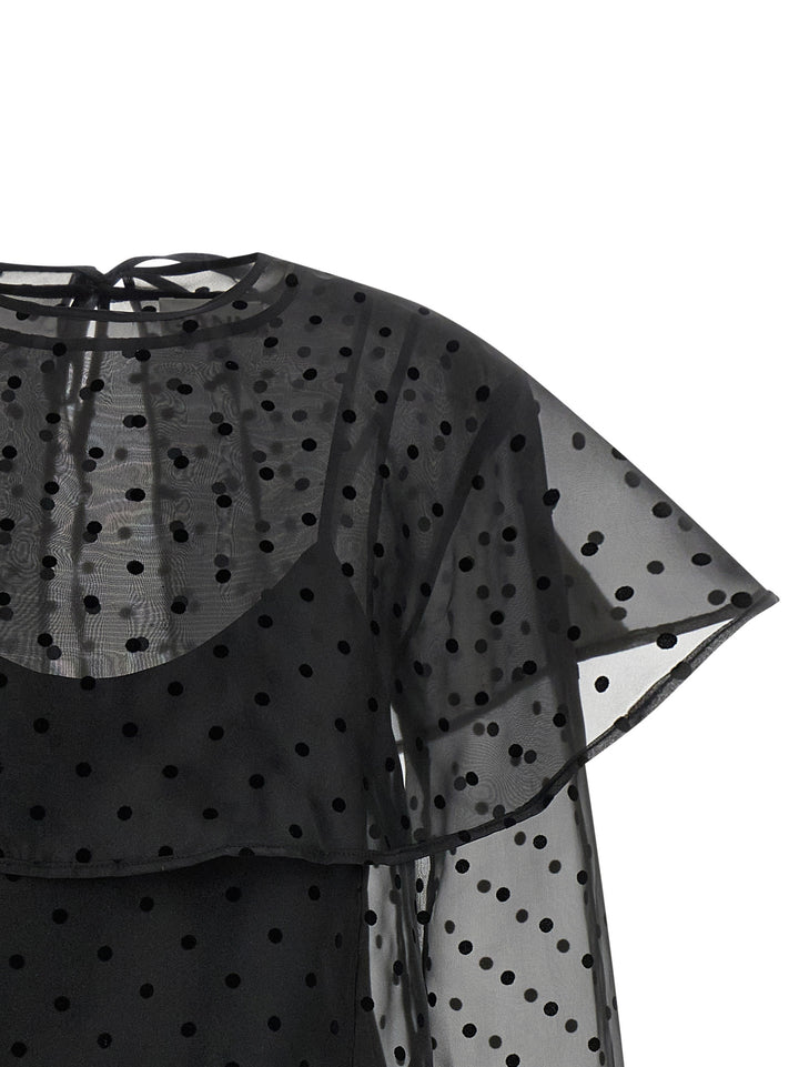 Ganni Black Organza Circle Collar Dresses - Black | 6009e684e3b9adf648c1154a8fc46a038d39d660