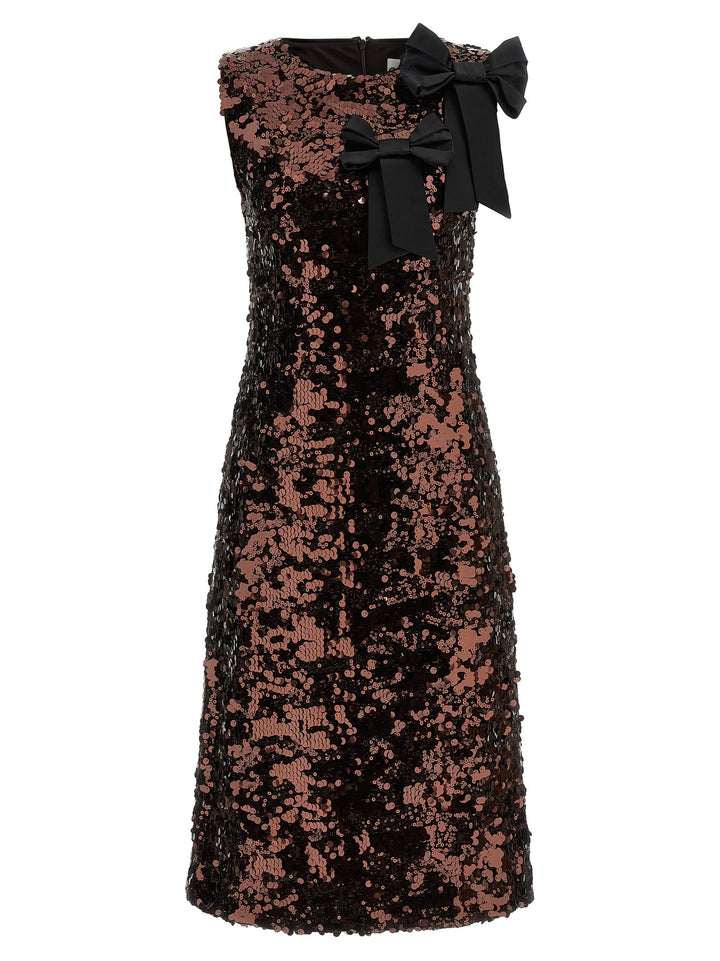 Ganni Velvet Sequins Straight Midi Dresses - Brown | 291899e29caa7797754673d59c21a25a36b104bf