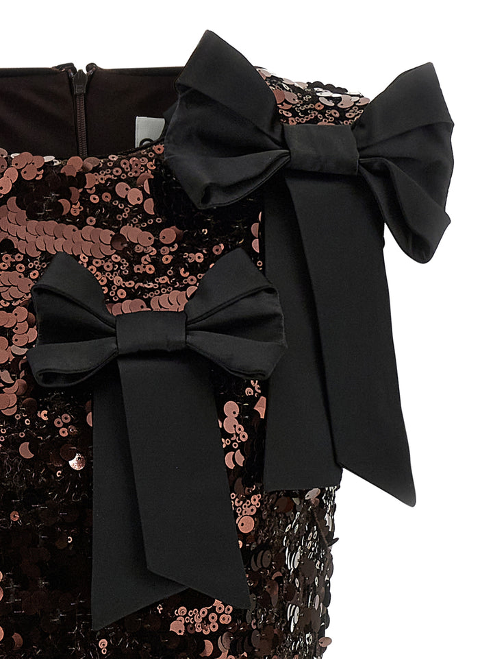 Ganni Velvet Sequins Straight Midi Dresses - Brown | 4a21ff3b6cec5ddeb0fbd46467a8a25fb9c51c4e