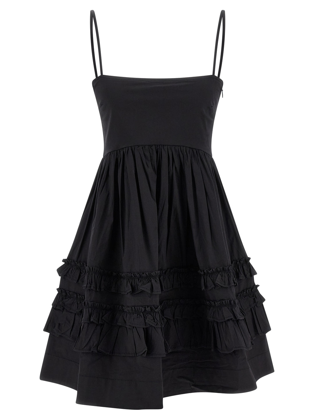 Ganni Black Mini Frill Dresses - Black | 158a0b1dc1b6669a396797cd64d5bbf89975e38d