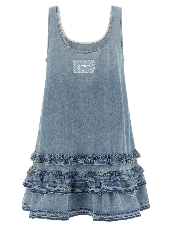 Ganni Denim Dress Dresses - Light Blue | 6111d38538bd7863ddac176e7021739269fae628