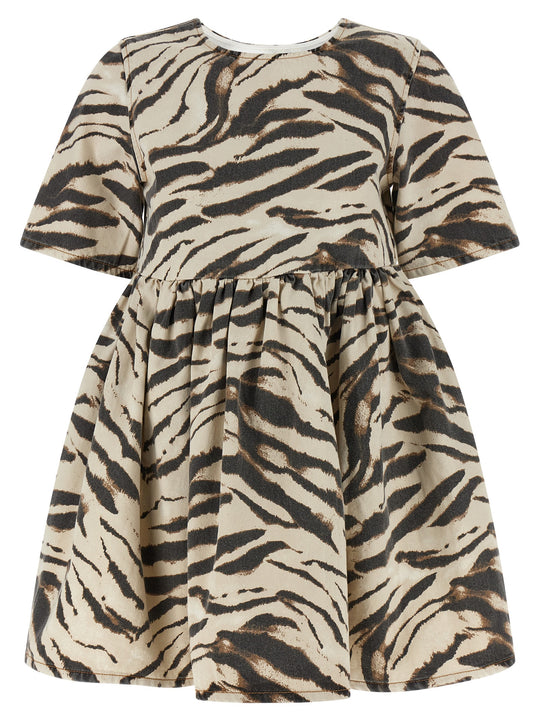 Zebra Denim Dresses Multicolor