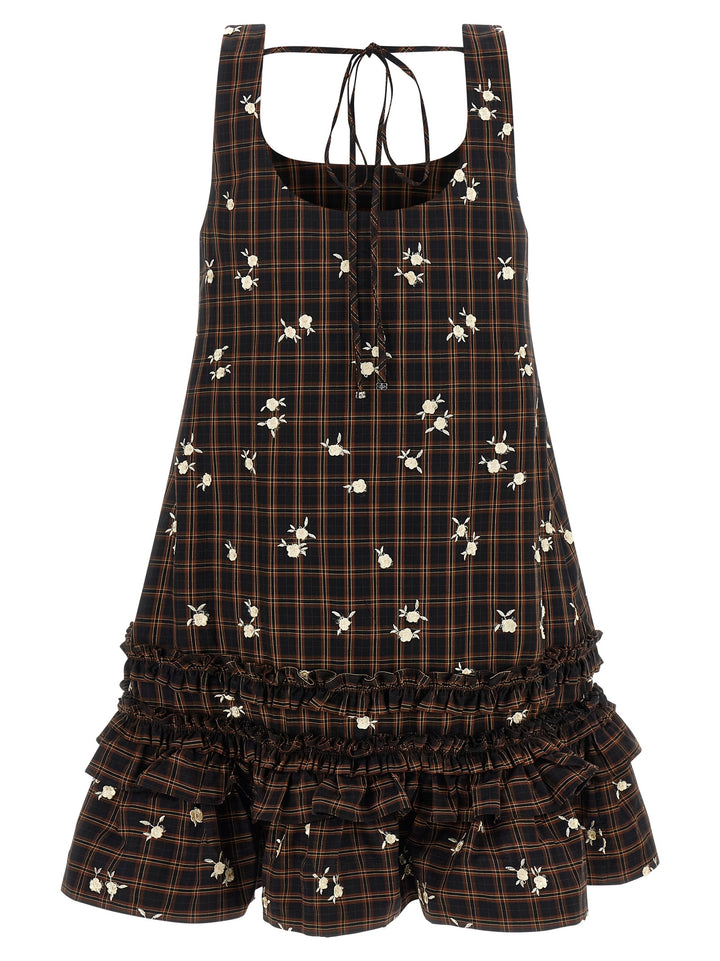 Ganni Check Flower Dresses - Brown | 80f723776e41c3b89a816bd996578bd5316f3224