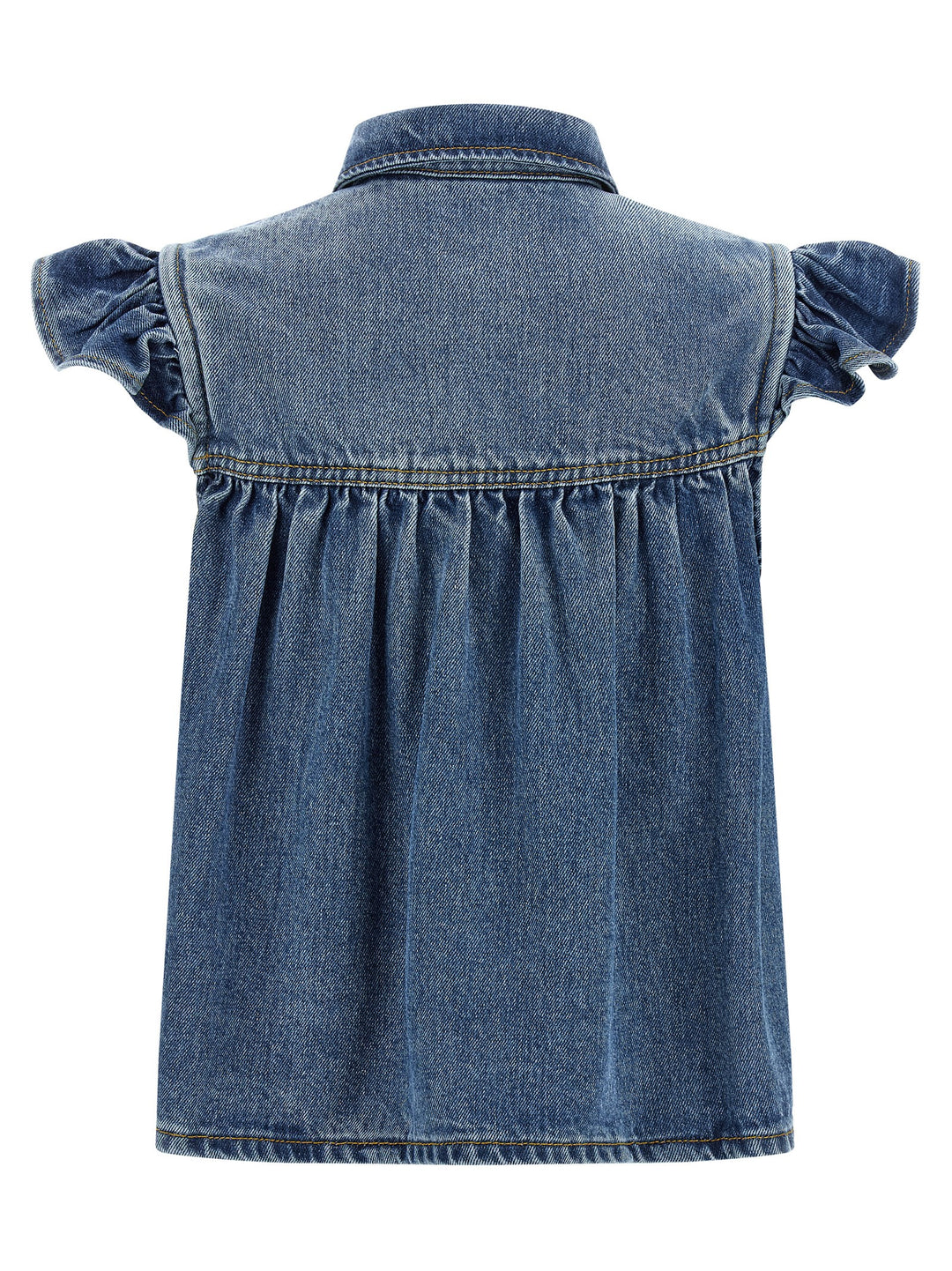 Ganni Denim Ruffle Tops - Blue | e0977dc03386ed11b779314ef647bc4a0c734753