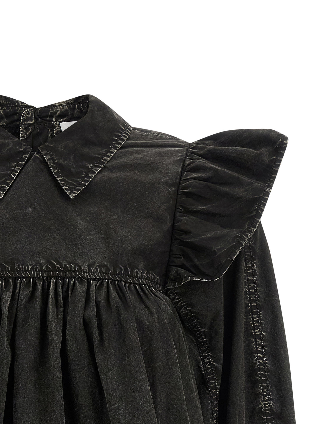 Ganni Black Washed Frill Shirt and Blouse - Black | ba01f19efbc0dfb7e49e1b093de67b6b56479a75