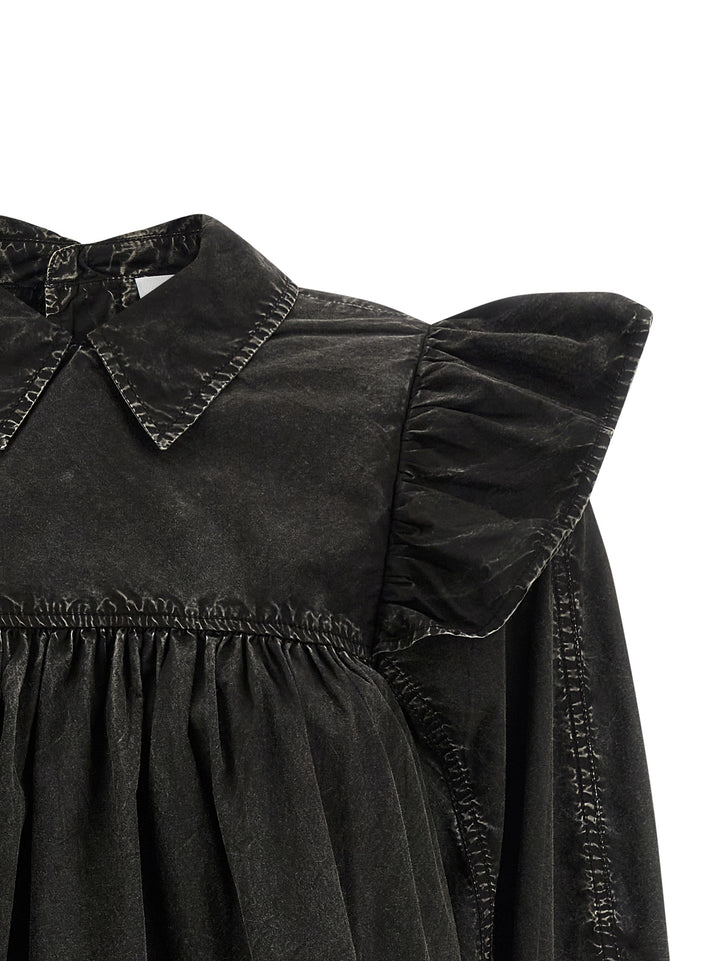 Ganni Black Washed Frill Shirt and Blouse - Black | ba01f19efbc0dfb7e49e1b093de67b6b56479a75