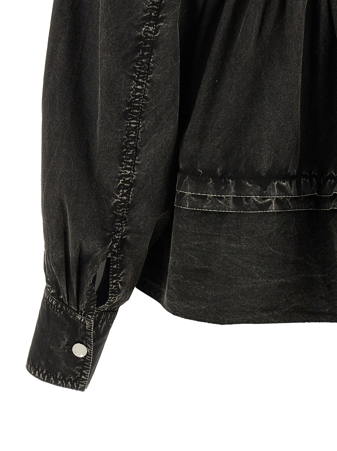 Ganni Black Washed Frill Shirt and Blouse - Black | 5343e2d825eff269c67fabb404bcb5545f800b41