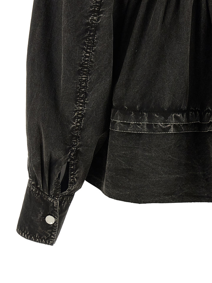 Ganni Black Washed Frill Shirt and Blouse - Black | 5343e2d825eff269c67fabb404bcb5545f800b41