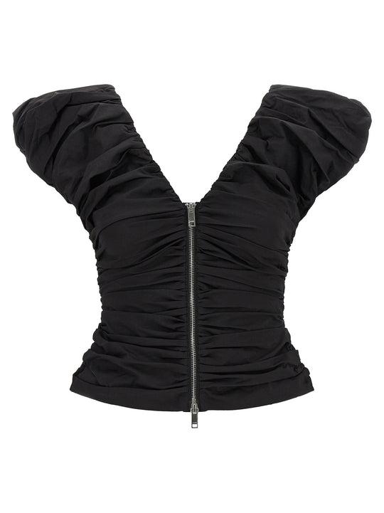 Black Ruched Tops Black