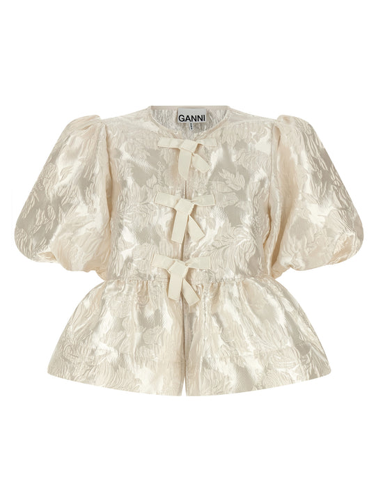 Satin Peplum Shirt And Blouse White