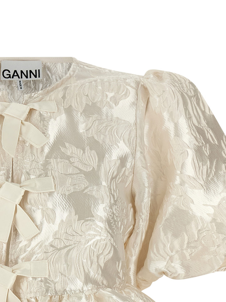 Ganni Satin Peplum Shirt and Blouse - White | 356d550f8d414c6e0025f025c6aec023c82b61c9