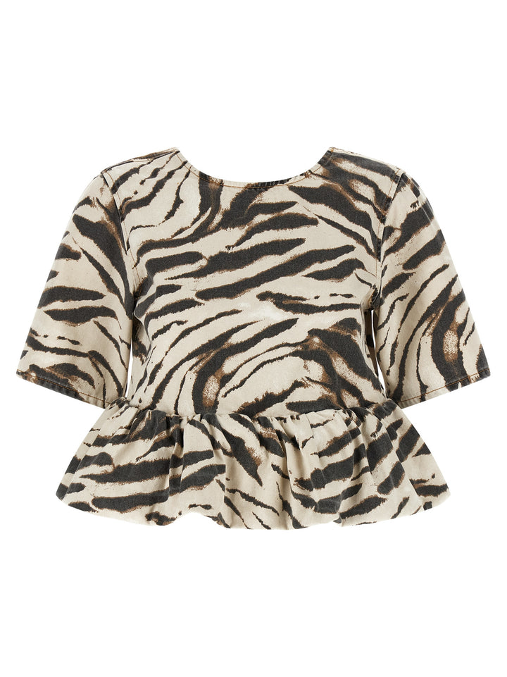 Ganni Zebra Denim Tops - Multicolor | 4db089833e983bc4cc811713c174a146013c183a