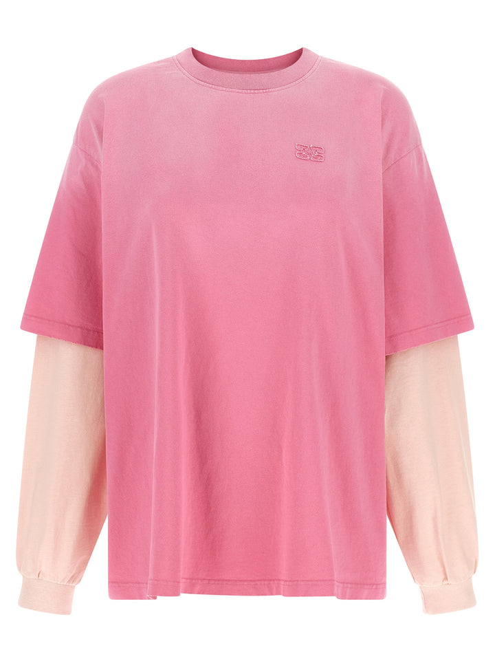 Ganni Double Layer Sleeve T-shirt - Pink | a77bbe0a99ba80acca1889657acdd6a670c4e015