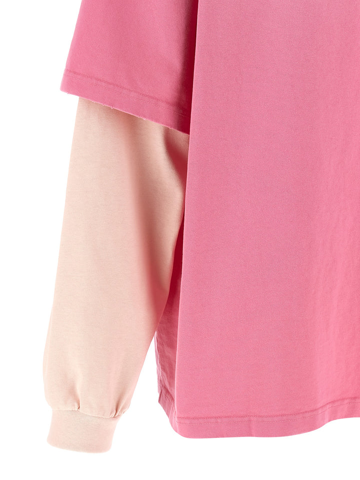 Ganni Double Layer Sleeve T-shirt - Pink | fc0a300e4c12bc17c21f1e66d8b5aac19865b59c