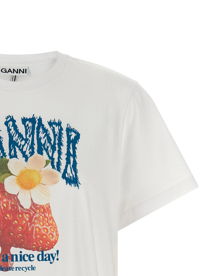 Ganni Strawberry T-shirt - White | 1f9b2d85f9fbb4be9f19605ca00ef9c9142d126f