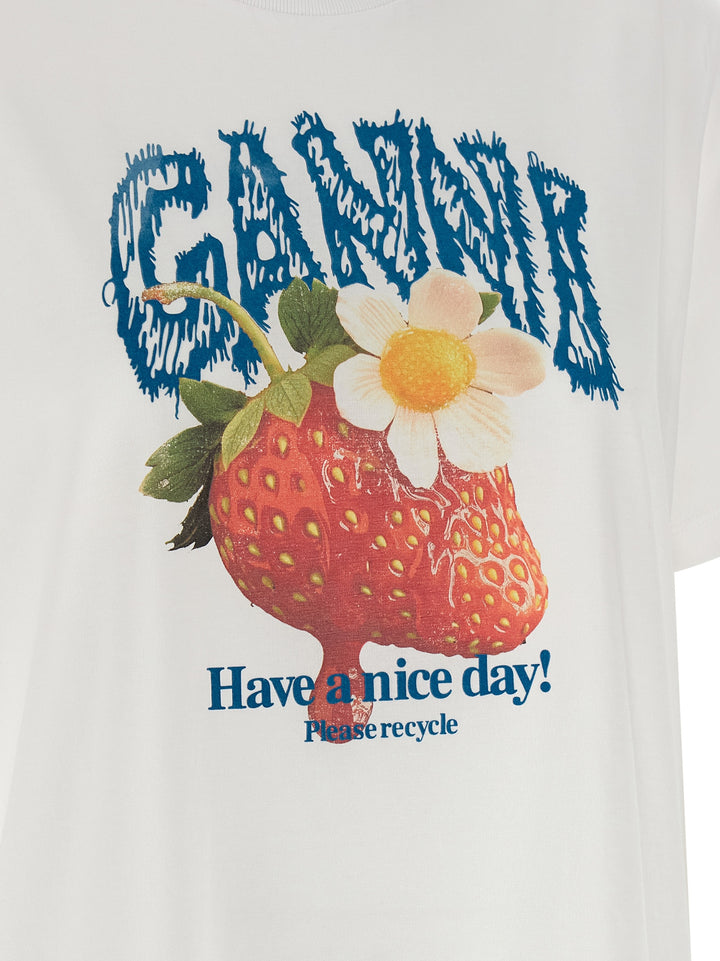 Ganni Strawberry T-shirt - White | 12150cab188be909d737dec916e661e268bb5ad3