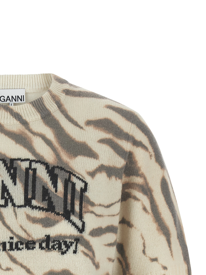 Ganni Logo Intarsia Sweater Sweaters and Cardigans - Multicolor | f3e61fe5e996e88a484b288aac56bf45a106c10a